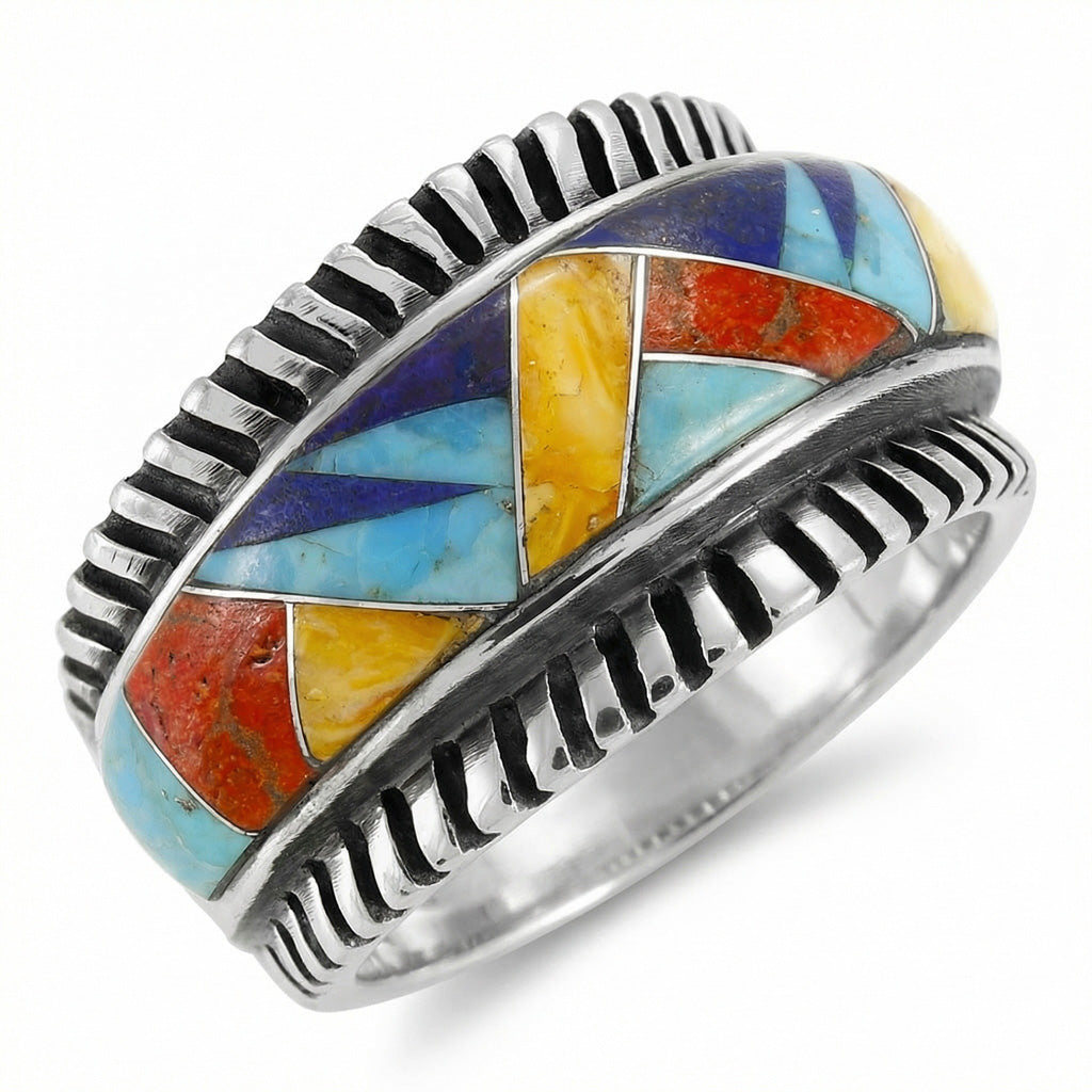 Multicolor Ring Sterling Silver R2267-C01 (Unisex, Sizes 6-14)