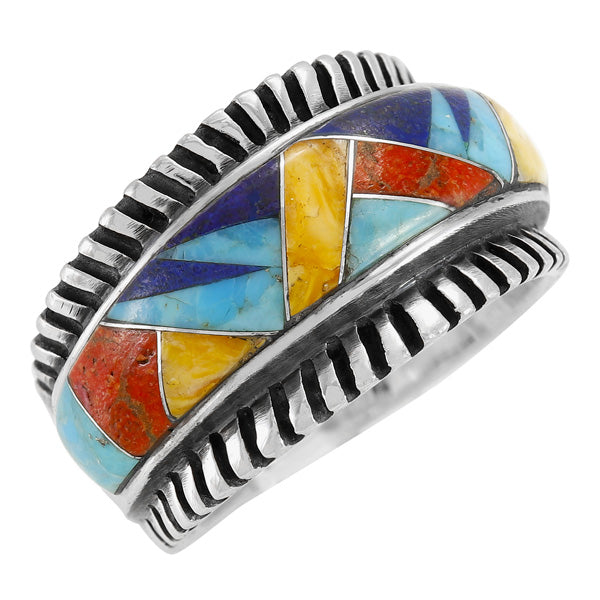 Multicolor Ring Sterling Silver R2267-C01 (Unisex, Sizes 6-14)