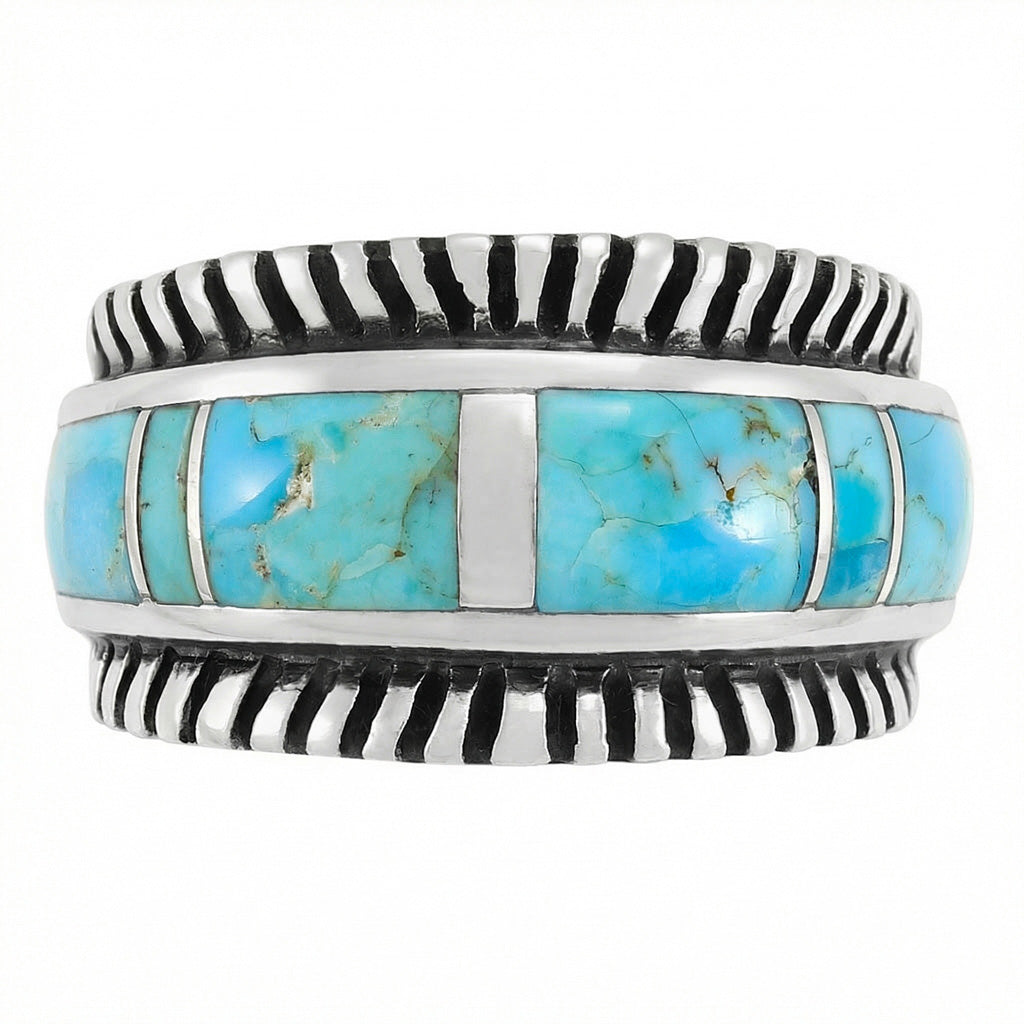 Turquoise Ring Sterling Silver R2267-C05 (Unisex, Sizes 6-14)