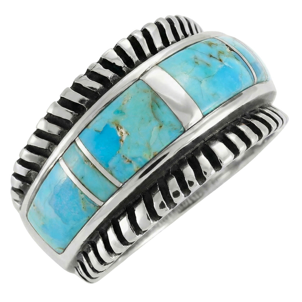 Turquoise Ring Sterling Silver R2267-C05 (Unisex, Sizes 6-14)