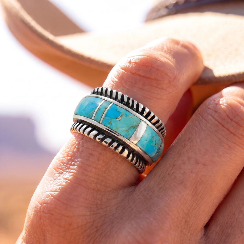 Turquoise Ring Sterling Silver R2267-C05 (Unisex, Sizes 6-14)