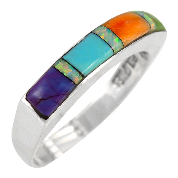 Sterling Silver Stackable Ring Multicolor R2279-C01