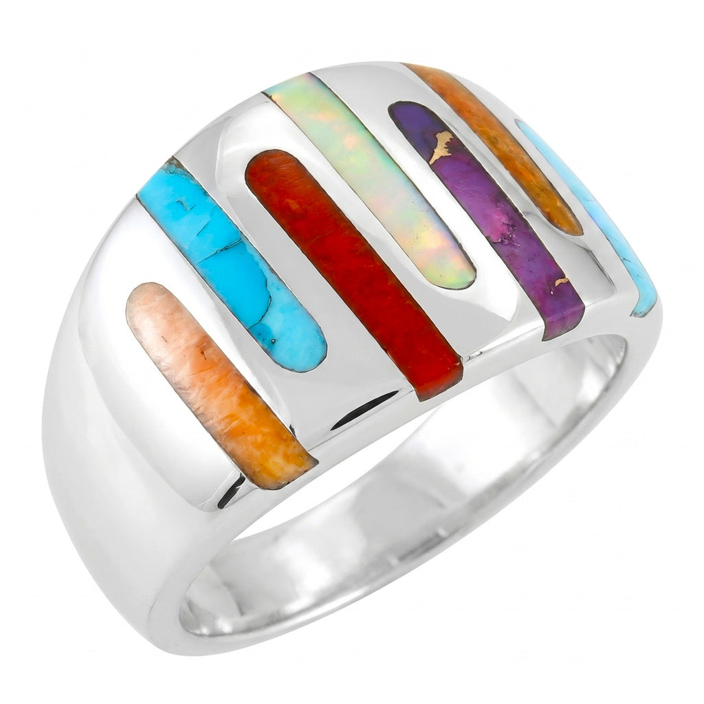 FINAL CLEARANCE - Multi Gemstone Ring SilveryCopper™ R2272-SB-C01