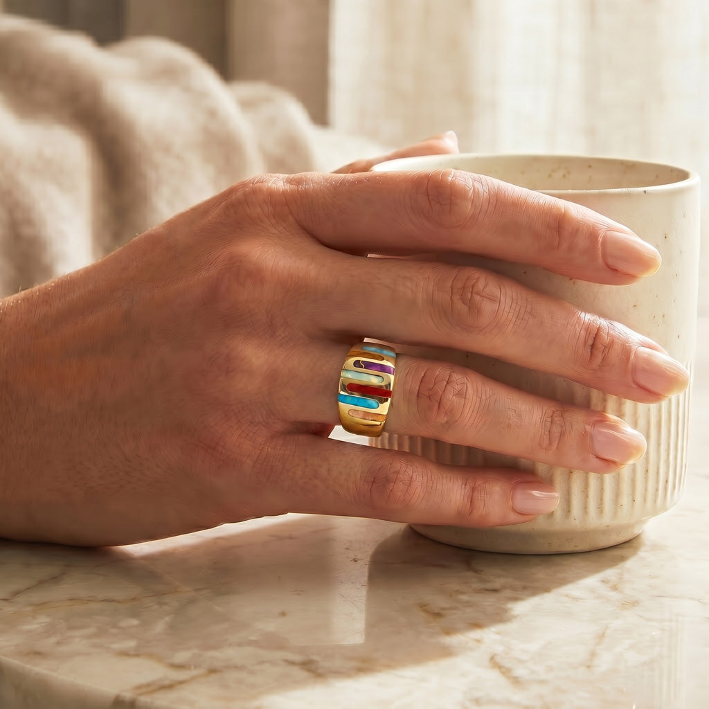 Multi Gemstone Ring GoldCopper™ R2272-GB-C01