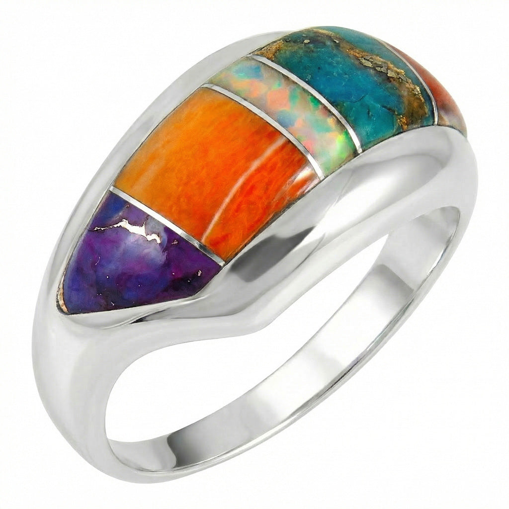 FINAL CLEARANCE - Multi Gemstone Ring SilveryCopper™ R2273-SB-C01