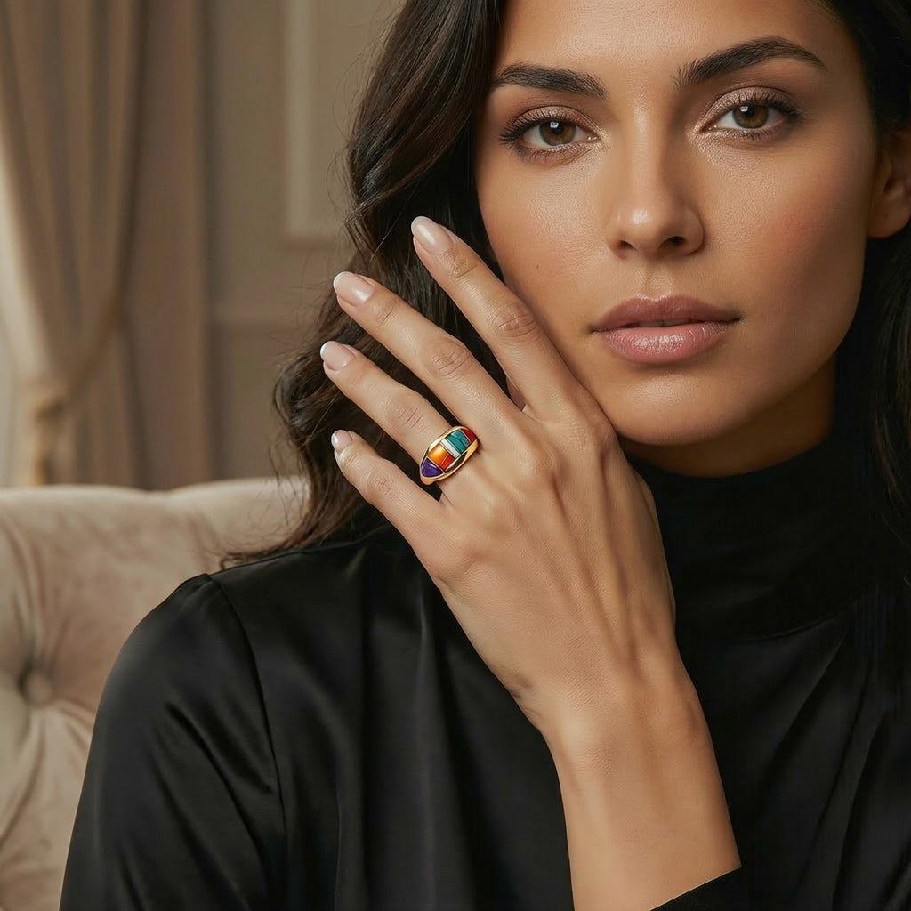 Multi Gemstone Ring GoldCopper™ R2273-GB-C01