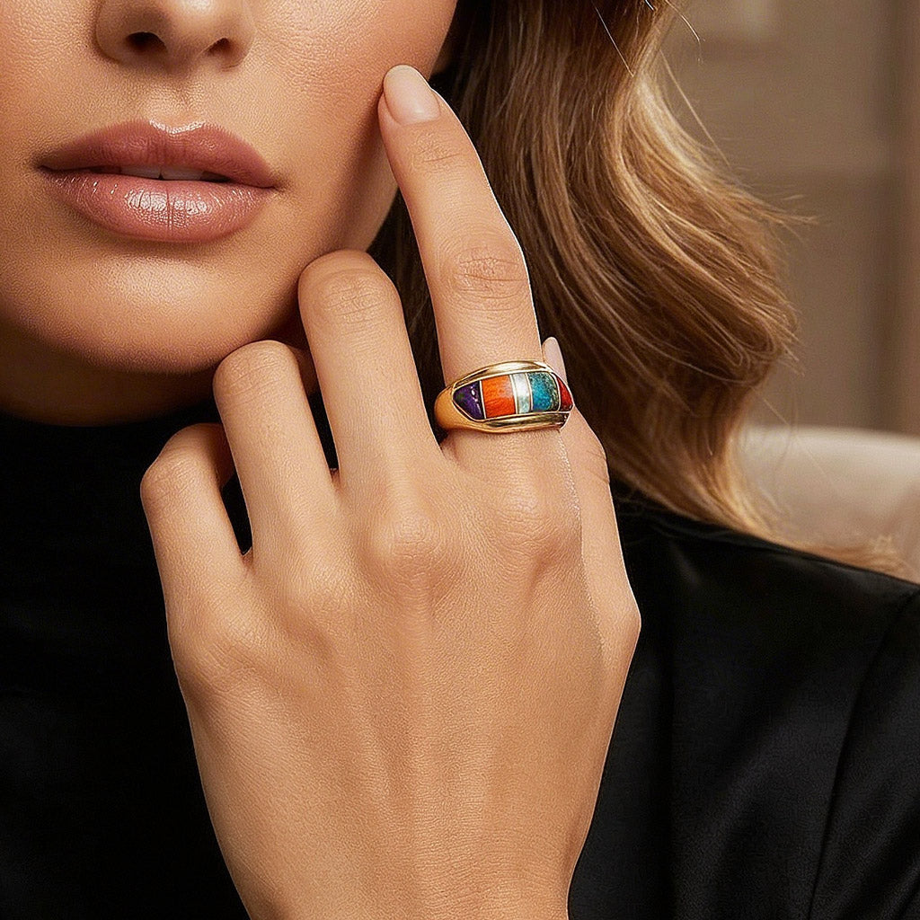 Multi Gemstone Ring GoldCopper™ R2273-GB-C01