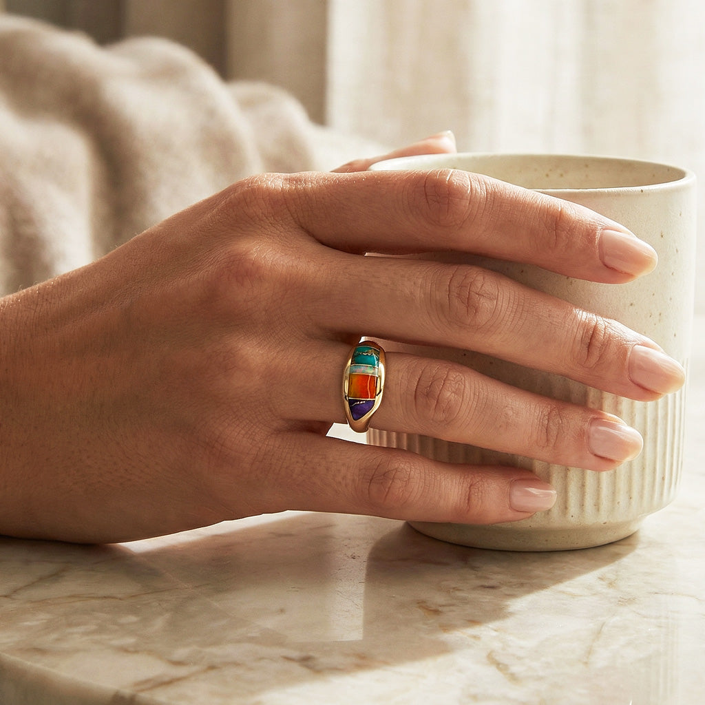Multi Gemstone Ring GoldCopper™ R2273-GB-C01