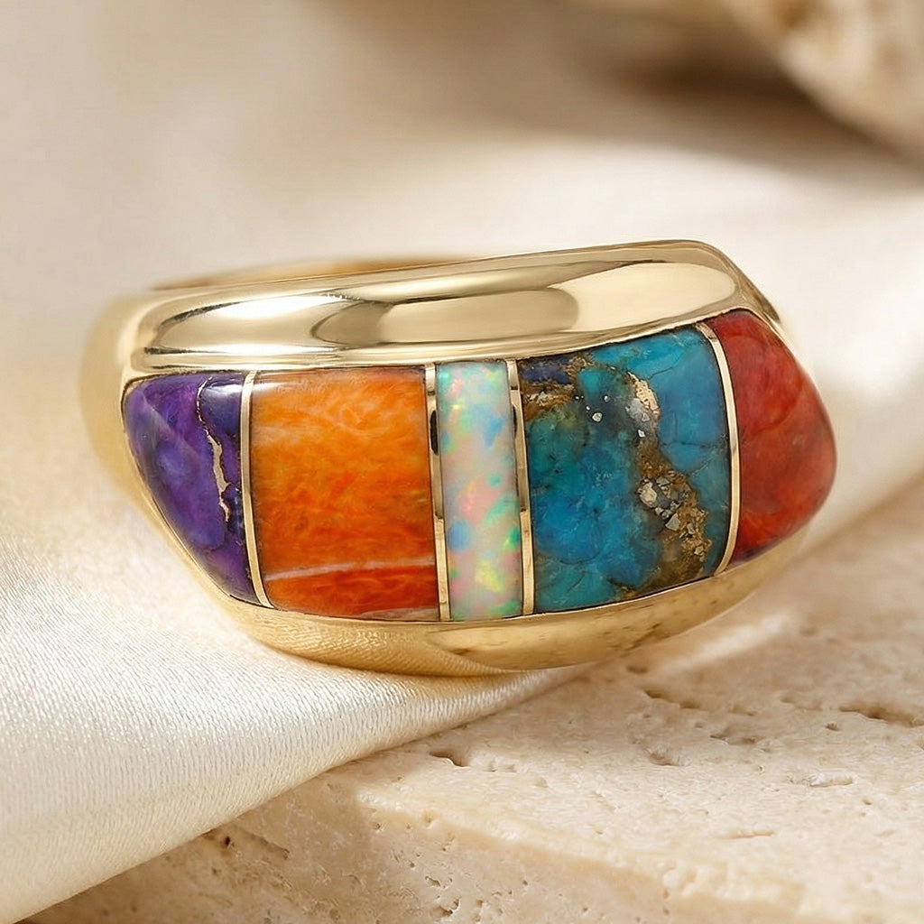 Multi Gemstone Ring GoldCopper™ R2273-GB-C01
