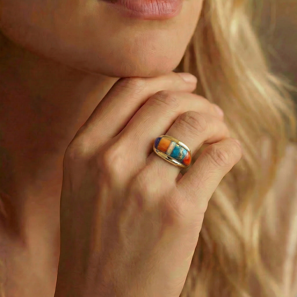 Multi Gemstone Ring GoldCopper™ R2273-GB-C01