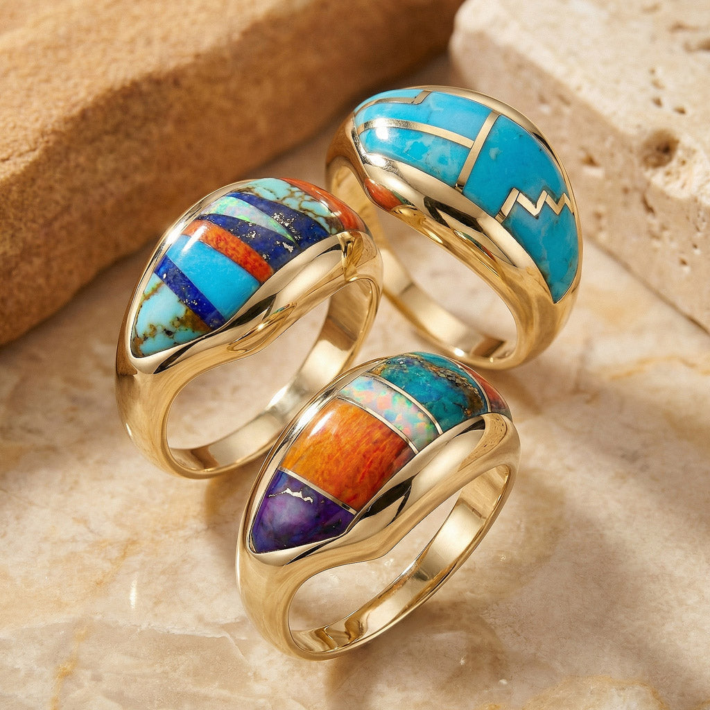 Multi Gemstone Ring GoldCopper™ R2273-GB-C01