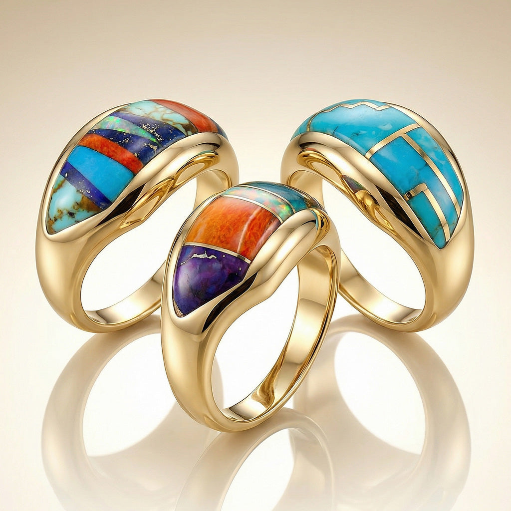 Multi Gemstone Ring GoldCopper™ R2273-GB-C01