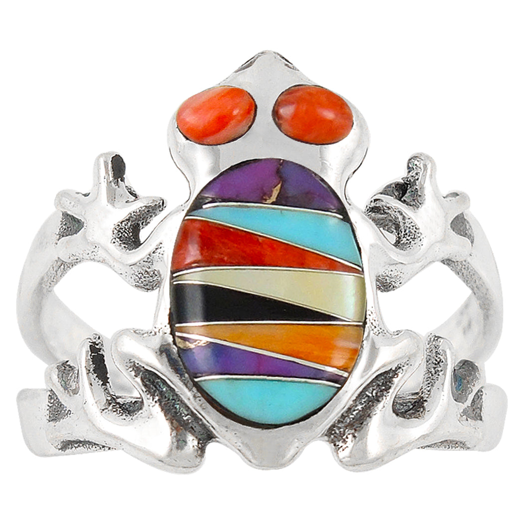 Frog Ring Sterling Silver Multicolor R2275-C01