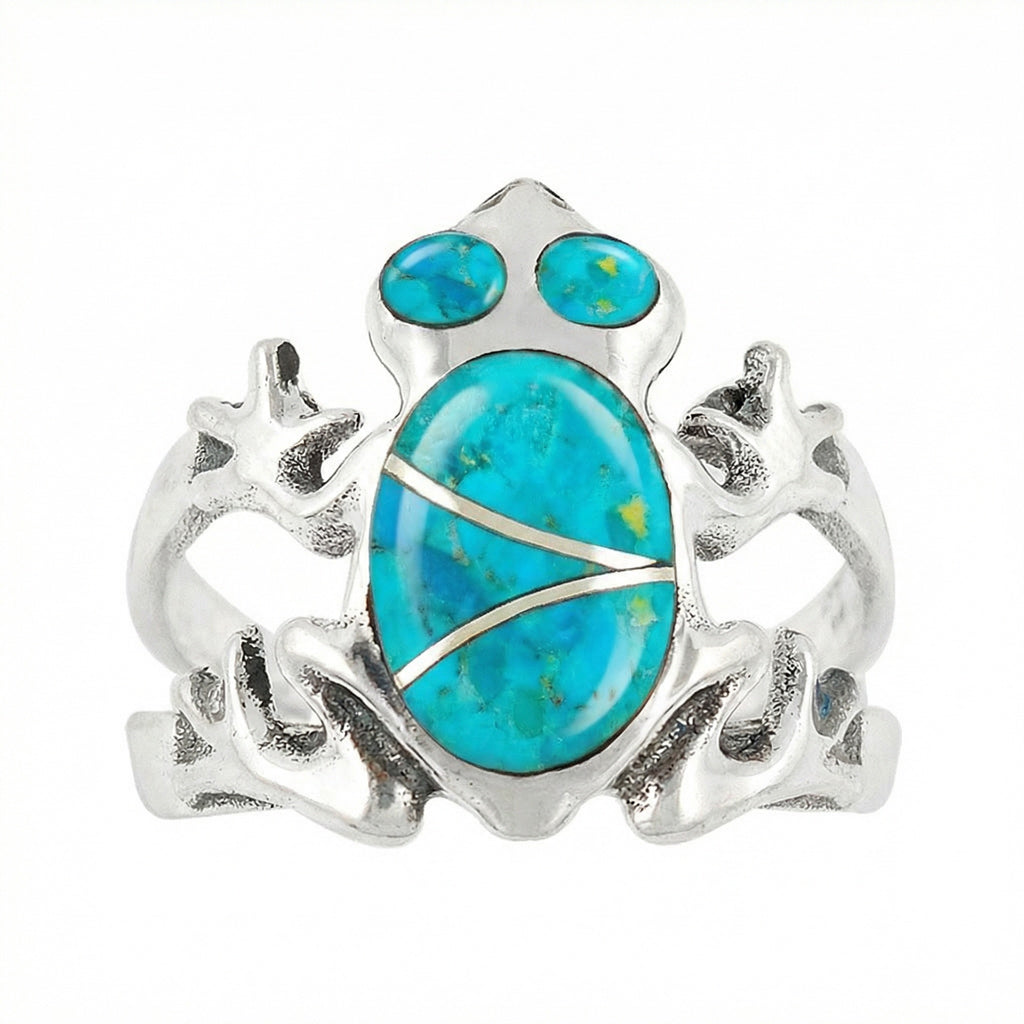 Frog Ring Sterling Silver Turquoise R2275-C05