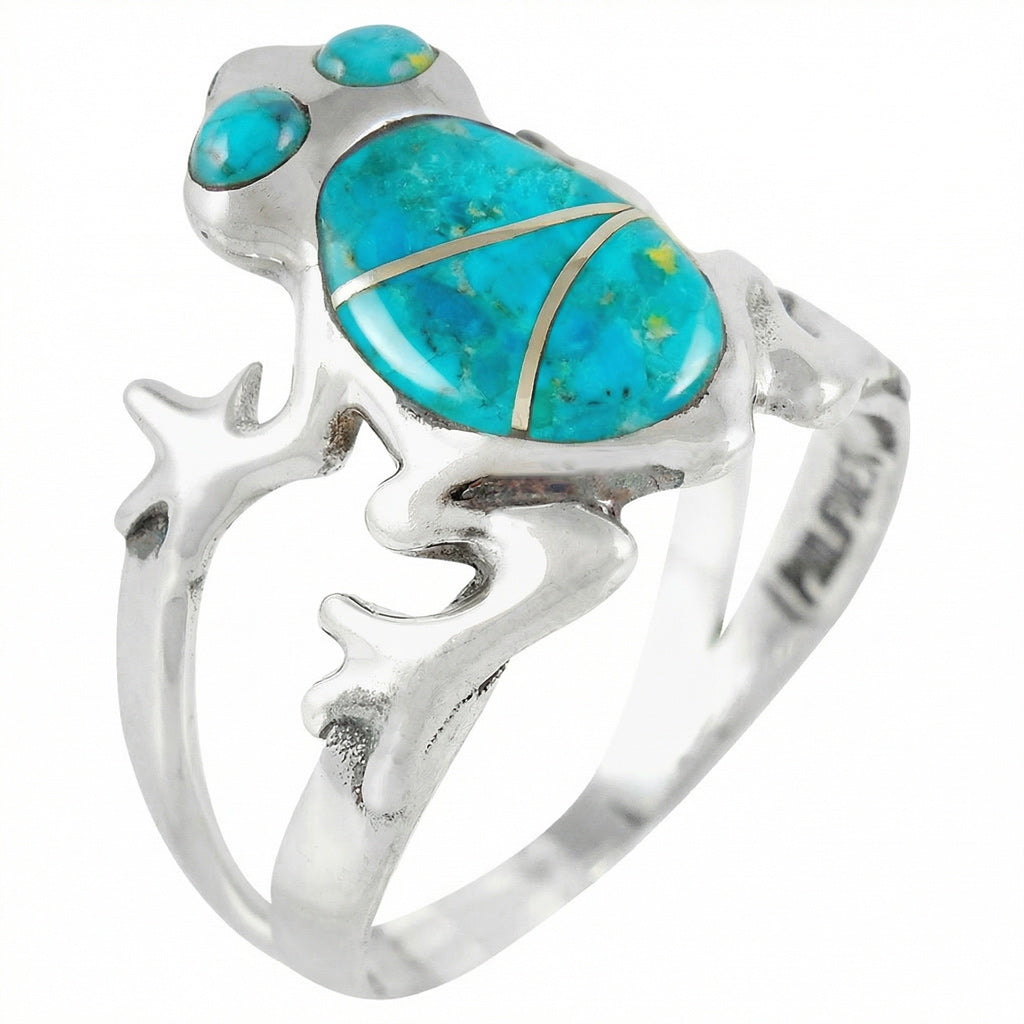 Frog Ring Sterling Silver Turquoise R2275-C05