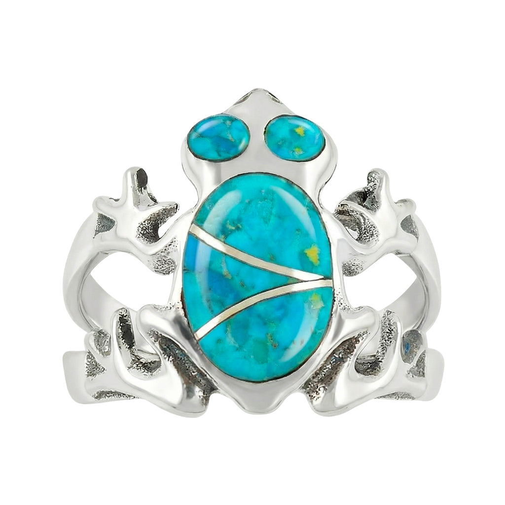 Frog Ring Sterling Silver Turquoise R2275-C05