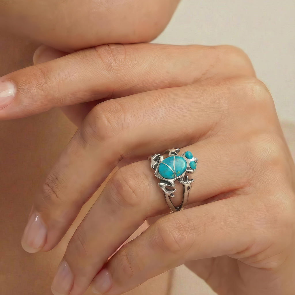 FINAL CLEARANCE - Frog Turquoise Ring SilveryCopper™ R2275-SB-C05