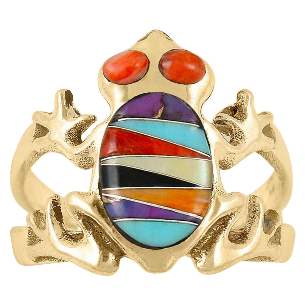 Frog Multi Gemstone Ring GoldBrass™ R2275-GB-C01