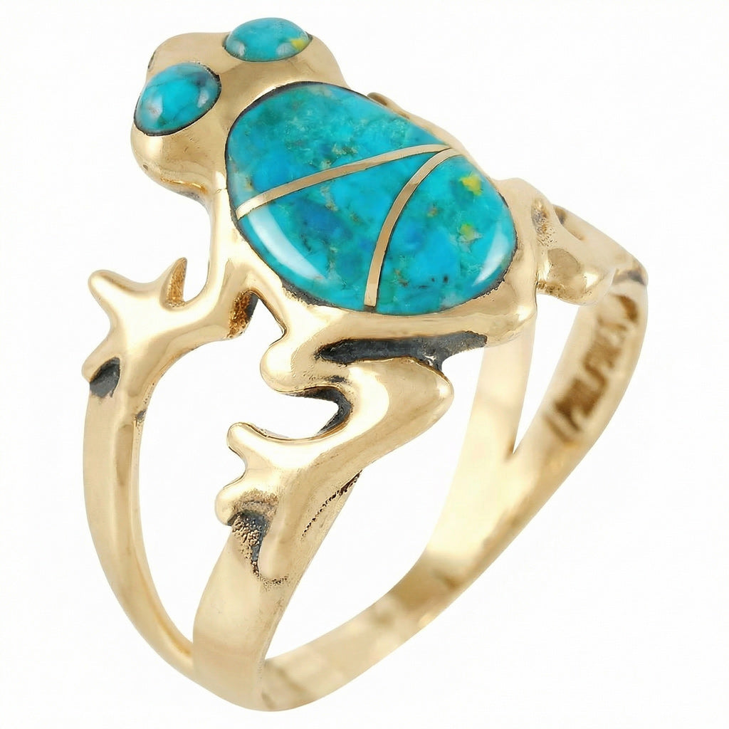 Frog Turquoise Ring GoldBrass R2275-GB-C05