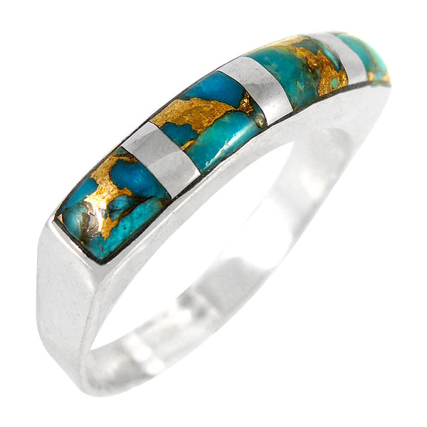Sterling Silver Stackable Ring Matrix Turquoise R2279-C84