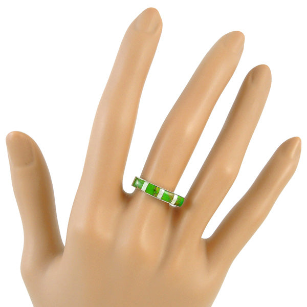 Sterling Silver Stackable Ring Green Turquoise R2279-C06