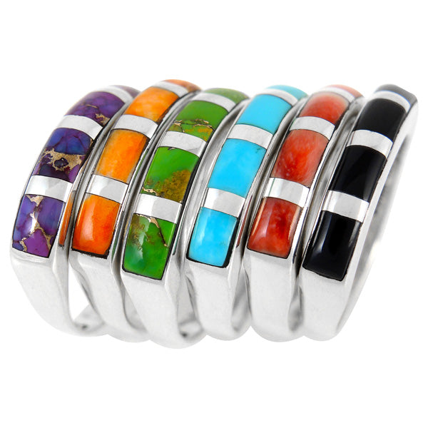Sterling Silver Stackable Ring Purple Turquoise R2279-C07