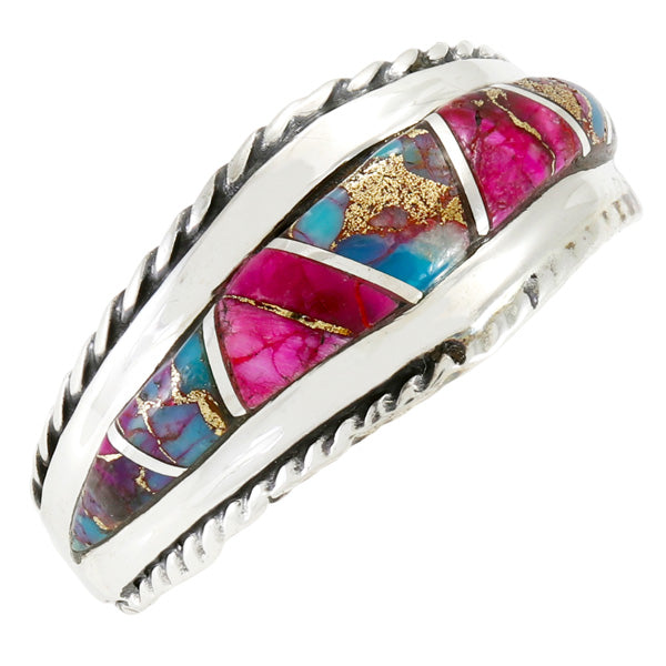 Rainbow Spiny Turquoise Ring Sterling Silver R2285-C91