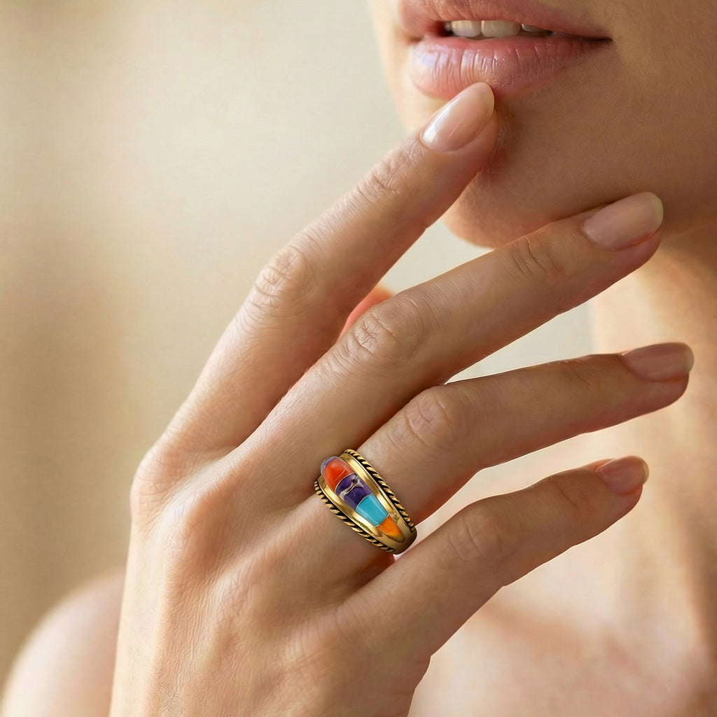 Multi Gemstone Ring GoldCopper™ R2285-GB-C01
