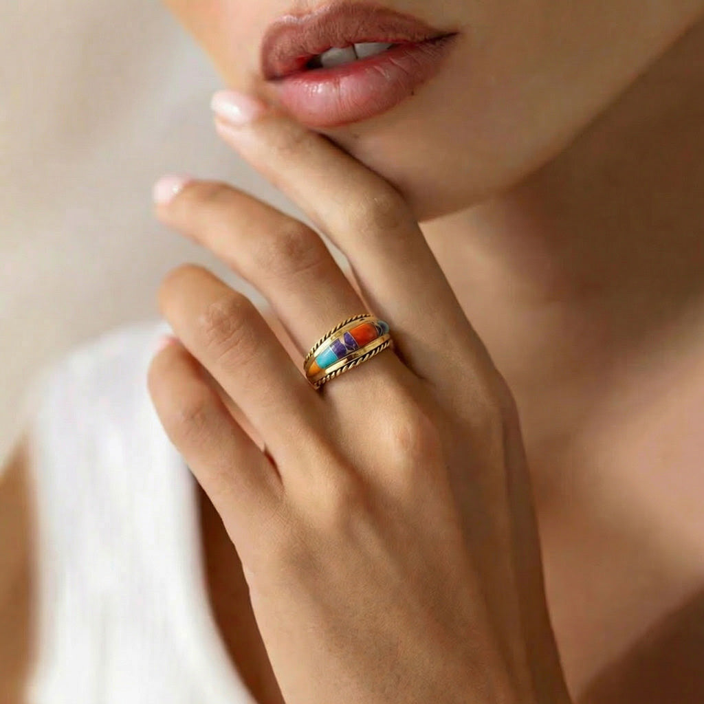 Multi Gemstone Ring GoldCopper™ R2285-GB-C01