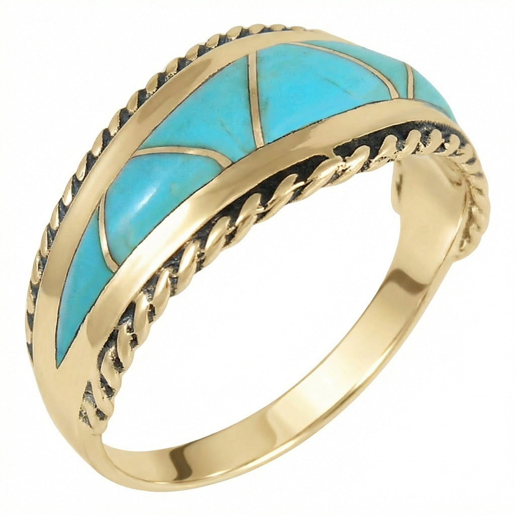 Turquoise Ring GoldBrass R2285-GB-C05
