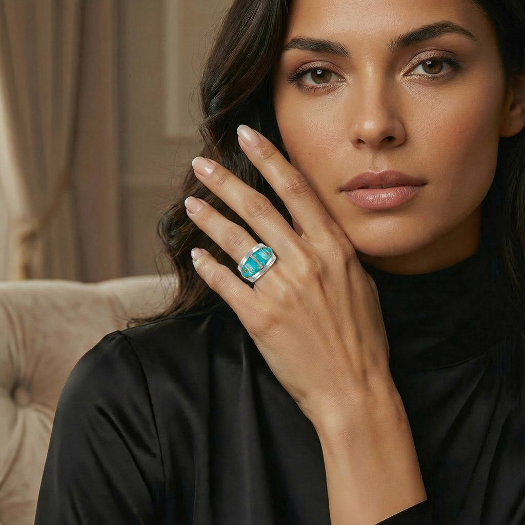 FINAL CLEARANCE - Turquoise Ring SilveryCopper™ R2292-SB-C05
