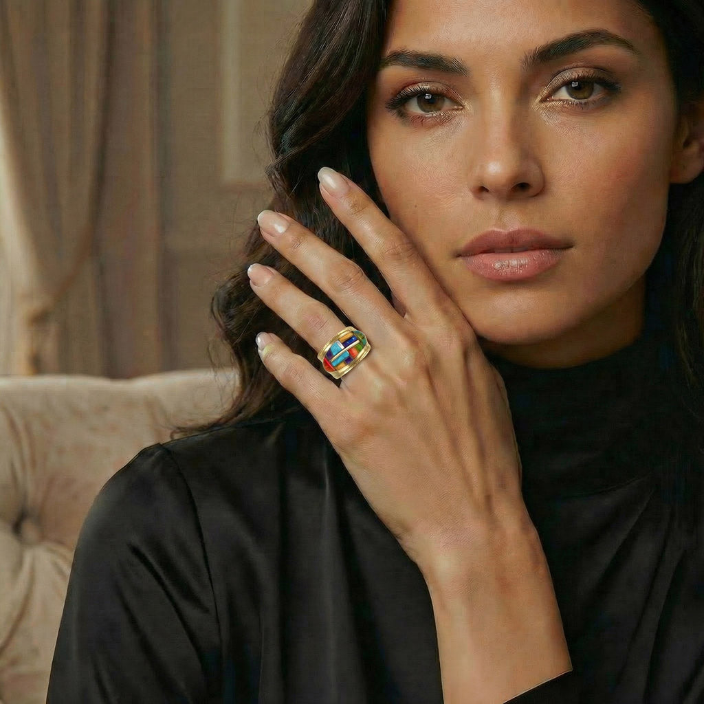 Multi Gemstone Ring GoldCopper™ R2292-GB-C51