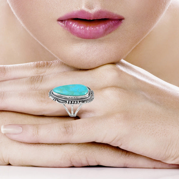 Turquoise Ring Sterling Silver R2321-C75