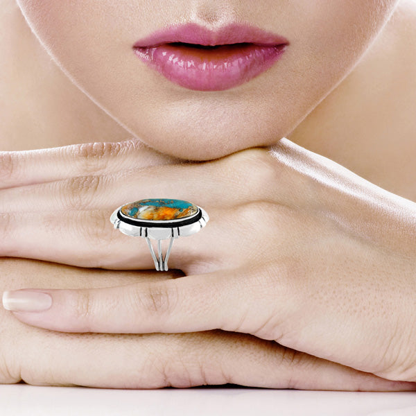 Spiny Turquoise Ring Sterling Silver R2380-C89