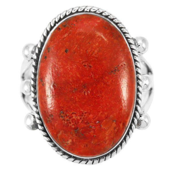 Coral Ring Sterling Silver R2381-C74