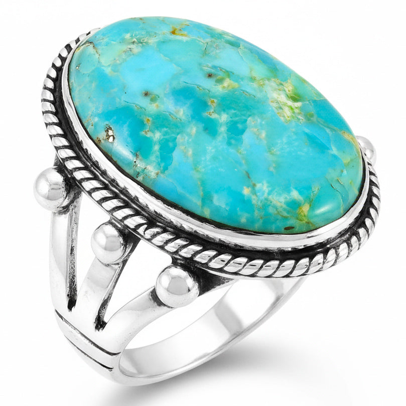 Turquoise Ring Sterling Silver R2381-C75 (Unisex, Sizes 6-14)