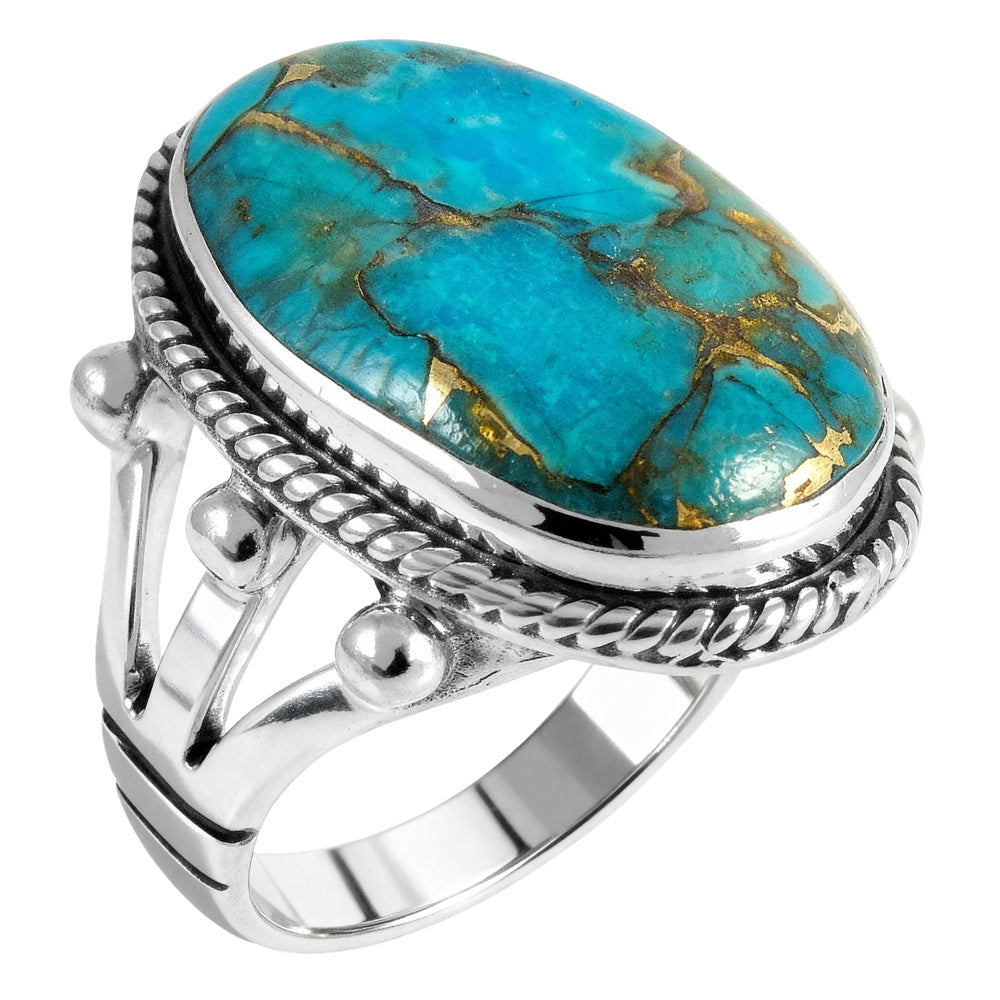Matrix Turquoise Ring Sterling Silver R2381-C84 (Unisex, Sizes 6-14)