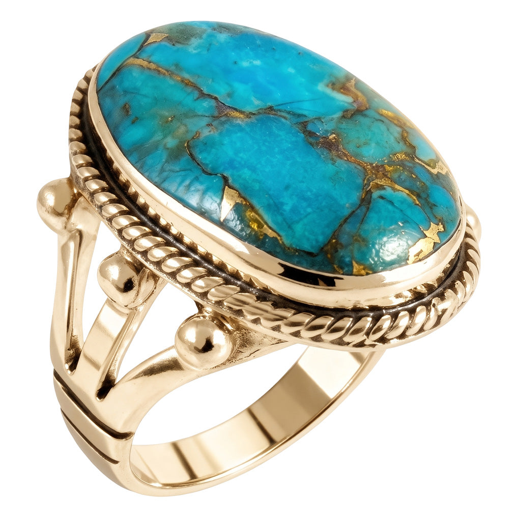 Matrix Turquoise Ring GoldCopper R2381-GB-C84 (Unisex, Sizes 6-14)