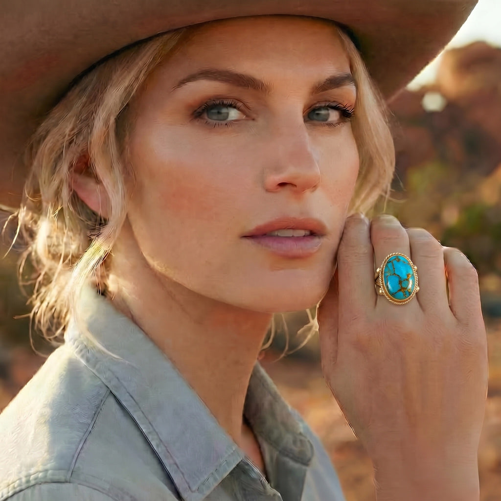Matrix Turquoise Ring GoldCopper R2381-GB-C84 (Unisex, Sizes 6-14)