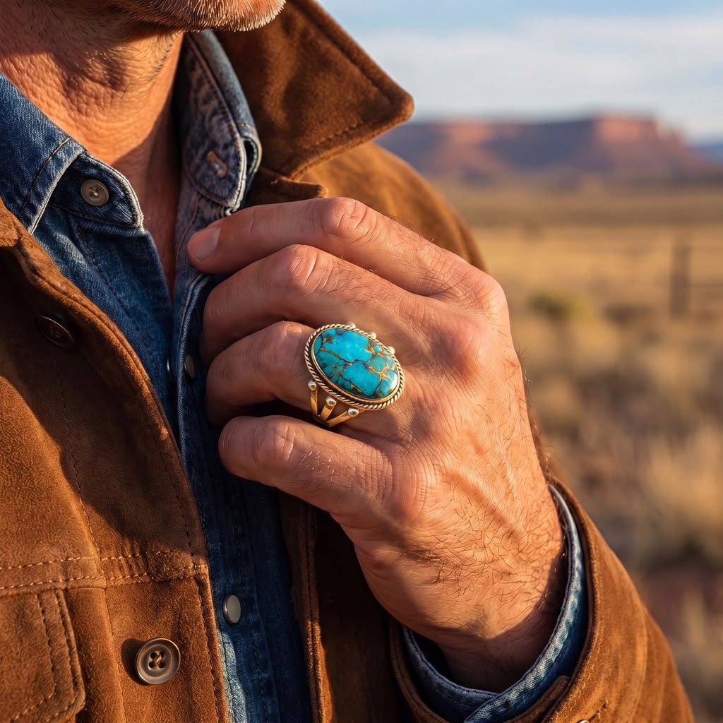 Matrix Turquoise Ring GoldCopper R2381-GB-C84 (Unisex, Sizes 6-14)
