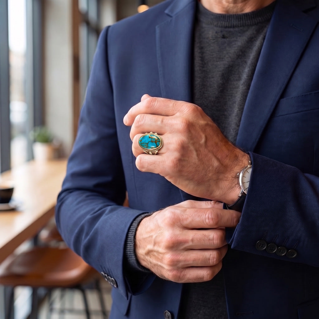Matrix Turquoise Ring GoldCopper R2381-GB-C84 (Unisex, Sizes 6-14)