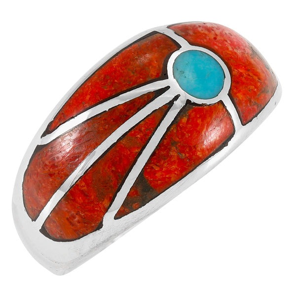 Coral & Turquoise Ring Sterling Silver R2390-C85