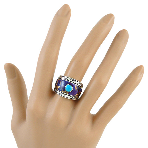 Sterling Silver Statement Ring Purple Turquoise R2391-C96