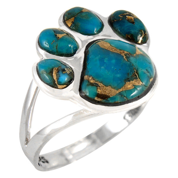 Paw Ring Sterling Silver Matrix Turquoise R2405-LG-C84 (Larger Version)