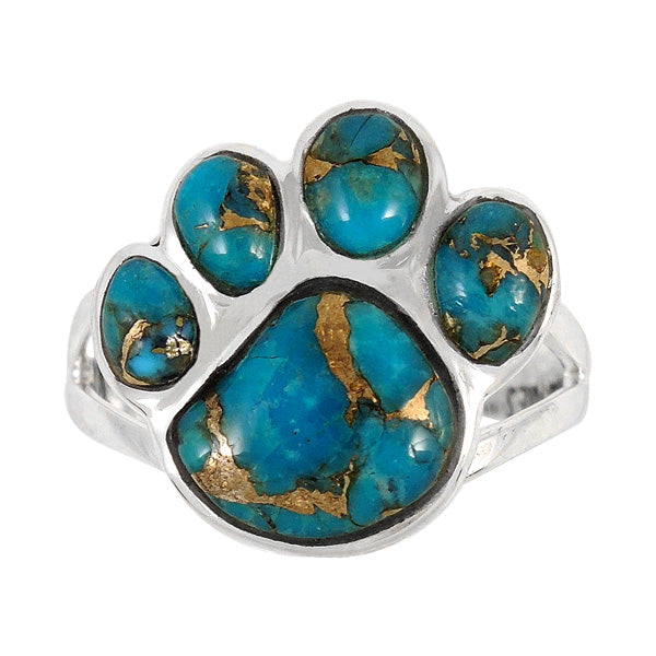 Paw Ring Sterling Silver Matrix Turquoise R2405-LG-C84 (Larger Version)