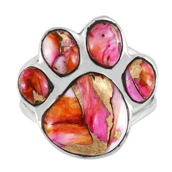 Paw Ring Sterling Silver Plum Spiny R2405-LG-C92 (Larger Version)