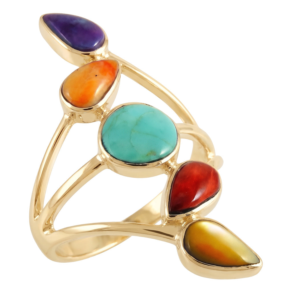 Multi Gemstone Ring GoldCopper R2406-GB-C71