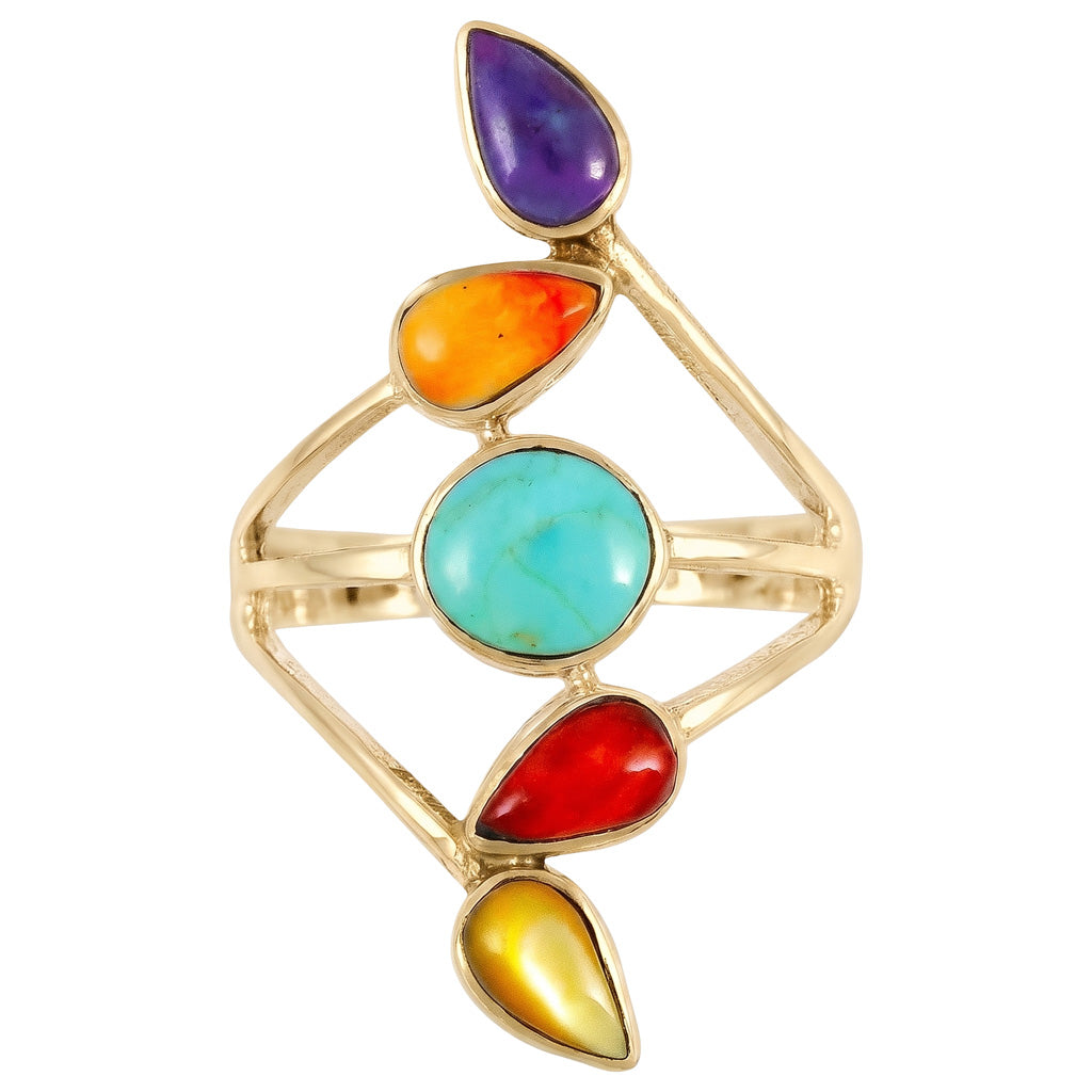 Multi Gemstone Ring GoldCopper R2406-GB-C71