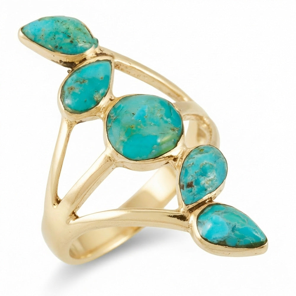 Turquoise Ring GoldBrass R2406-GB-C75