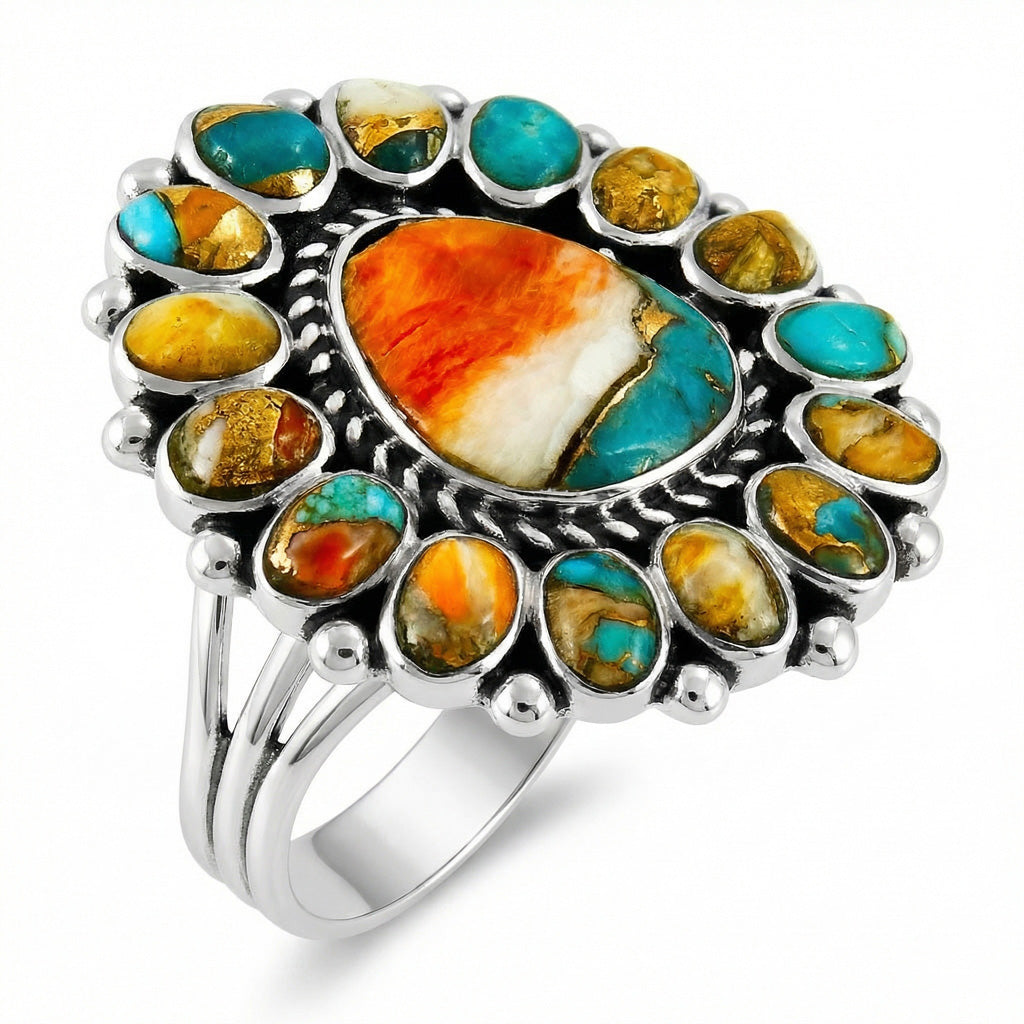 Spiny Turquoise Ring Sterling Silver R2407-C89